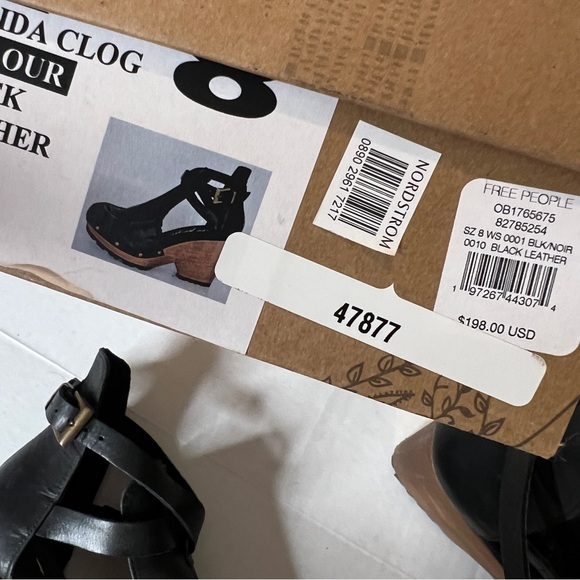 Free People Black Leather Salida Clog Wedges 8.5 - Picture 9 of 15